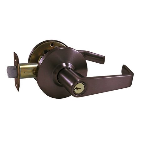 DESIGN HARDWARE Grade 2 Cylindrical Lock, 82-Entry/Office, F-Flat Lever, Round Rose, Oil Rubbed Dark Bronze, 2-3/4 DH-J-82-F-10B
